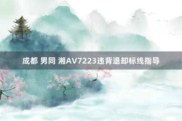 成都 男同 湘AV7223违背退却标线指导