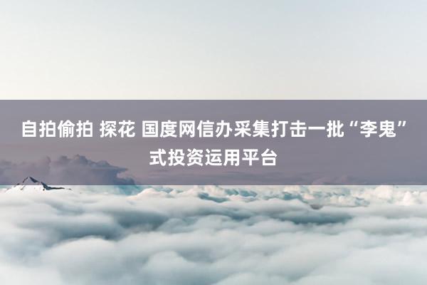 自拍偷拍 探花 国度网信办采集打击一批“李鬼”式投资运用平台