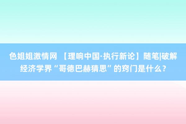 色姐姐激情网 【理响中国·执行新论】随笔|破解经济学界“哥德巴赫猜思”的窍门是什么？