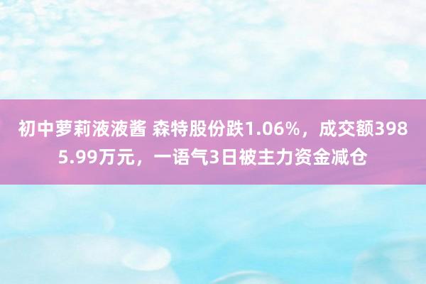 初中萝莉液液酱 森特股份跌1.06%，成交额3985.99万元，一语气3日被主力资金减仓